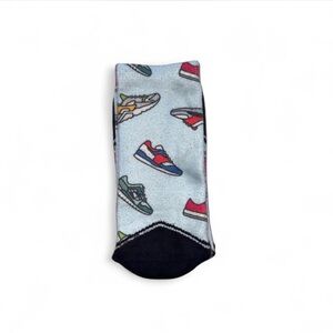 FEAT Blanket Blend Crew Socks - Light Blue Sneaker Print - Size Large